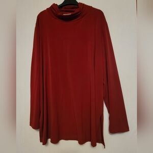 Susan Graver Weekend Cool Touch Mock Neck Long Sleeve Wine Red Burgandy XL J7